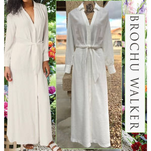 Brochu Walker The Madsen Maxi Long Sleeve Dress White Size L